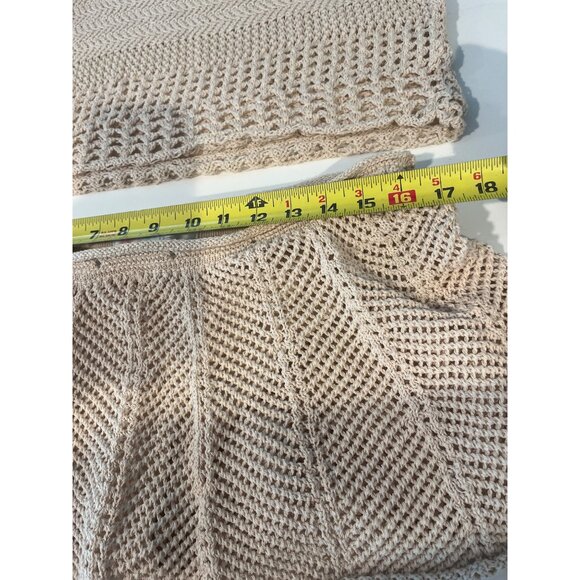 Beige Crochet Crop Top & Skirt Set By FP Beach U.S. Small Handmade-Look Knit Lig - Picture 7 of 10